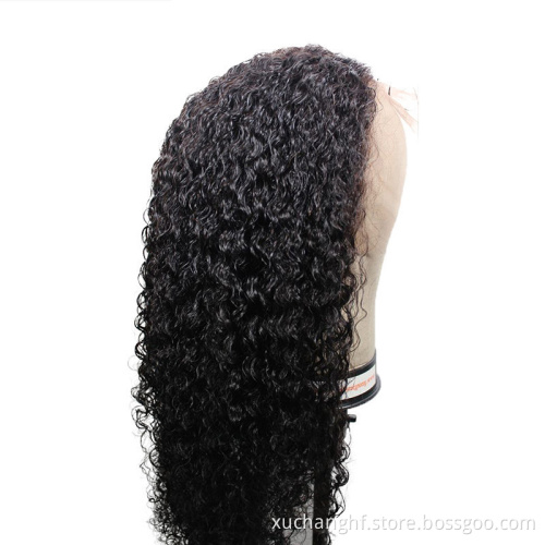 Factory Wholesale 10a Grade Raw Unprocessed Indian Human Hair Wig Cuticle Aligned Water Wave Lace Front Wig